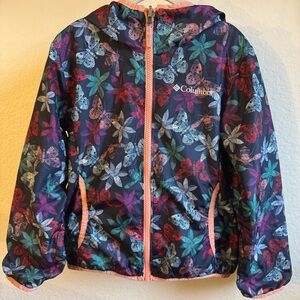 Columbia Kids' Floral Reversible Raincoat - Navy and Pink